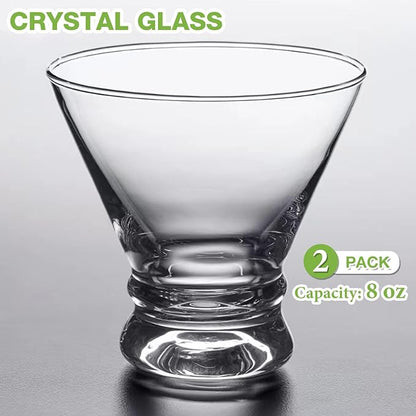 Gencywe 2 Pack Martini Glasses, 8 Ounce Crystal Cocktail Glasses, Martini - Image 2