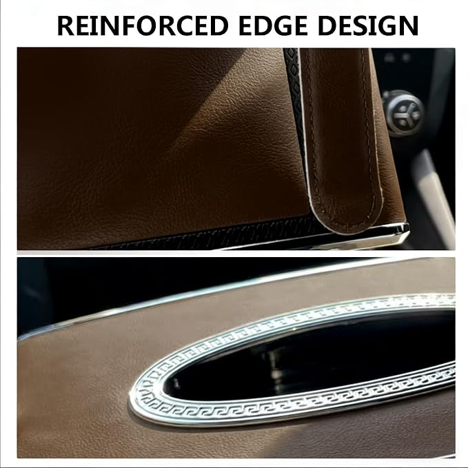 Faux Leather Car Tissue Box for Car Interior, Armrest & Back Seat Napkin - Image 7