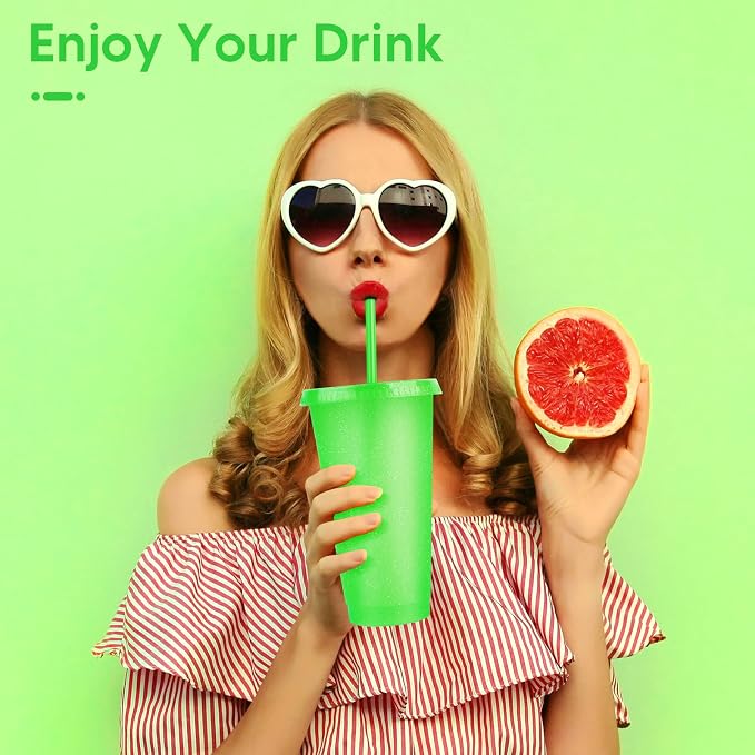 24 Pack Plastic Tumblers With Lids and Straws, Reusable Colorful Cups - Image 5