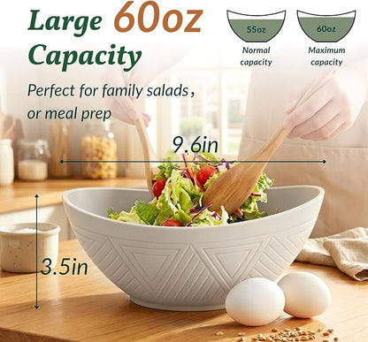 Salad Bowls Set of 6, 60 OZ Large Wheat Straw Bowls - Image 2