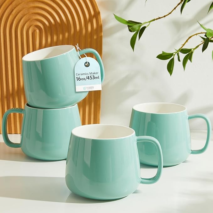 Teocera 16oz Ceramic Coffee Mugs Set of 4 – Stackable Latte Cups, Dishwasher & by Teocera