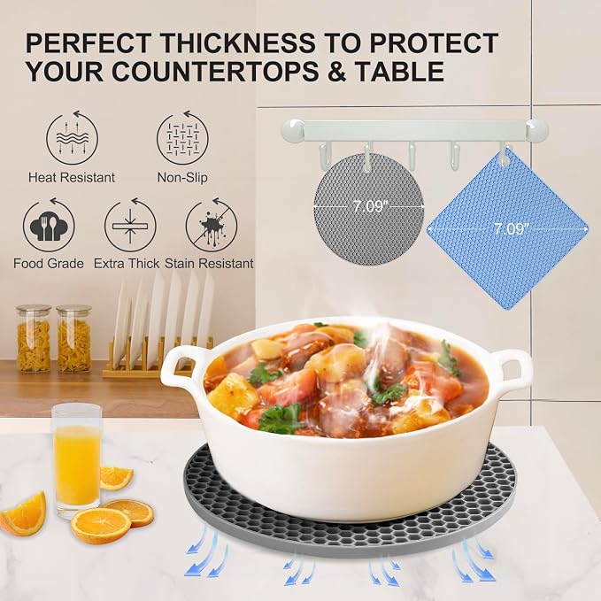4 PCS Heat Resistant Silicone Trivet Mat - Image 4