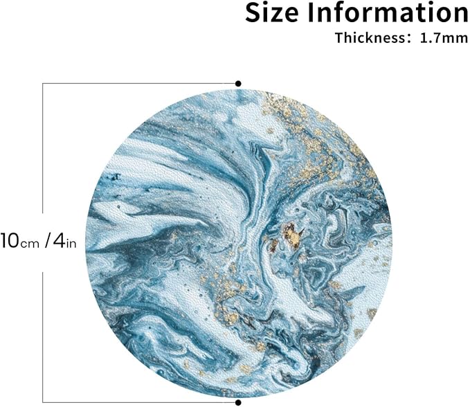 Ocean Gold Sky Blue Marble Coasters Set of 6 Coasters - Image 3