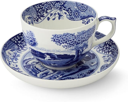 Portmeirion Spode Blue Italian Teacup and Saucer, 20-ounce Capacity, Jumbo Tea - Image 8