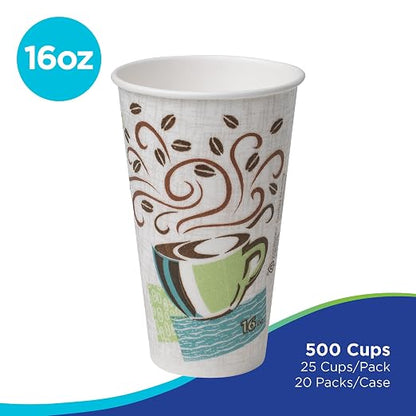 Dixie PerfecTouch 16 oz Paper Coffee Cups By GP PRO, Coffee Haze Design - Image 2