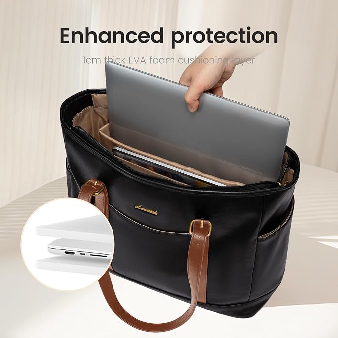LOVEVOOK Laptop Tote Bag for Women, Leather Work Computer Briefcase Bag | Large - Image 7