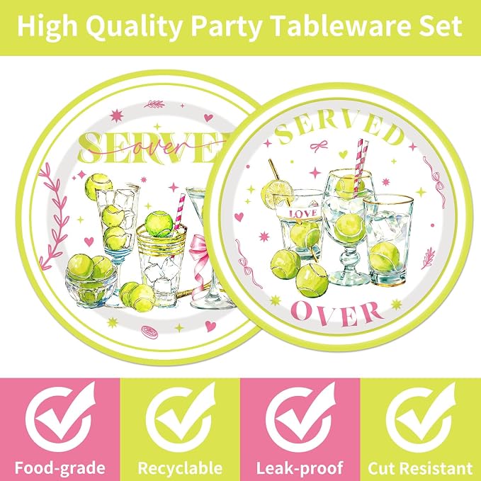 96Pcs Tennis Party Decorations Tableware Set Tennis Served Birthday Paper - Image 3