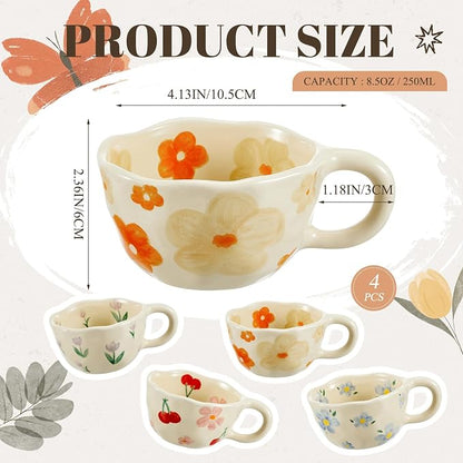 Vesici 4 Pack Ceramic Flower Coffee Mug - Image 2