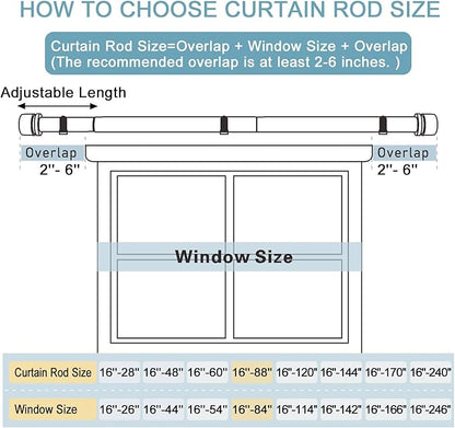 Curtain Rods for Windows 16 to 88 Inches Adjustable Length 1 Inch Diameter Window Curtain Rod with Aluminium Finials, Flash Gold