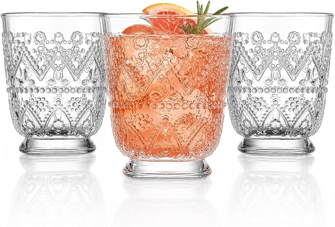 Vintage Drinking Glasses Set of 8 Elegant Glassware Set, 4 Highball Glasses 16oz - Image 8