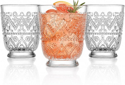 Vintage Drinking Glasses Set of 8 Elegant Glassware Set, 4 Highball Glasses 16oz - Image 8