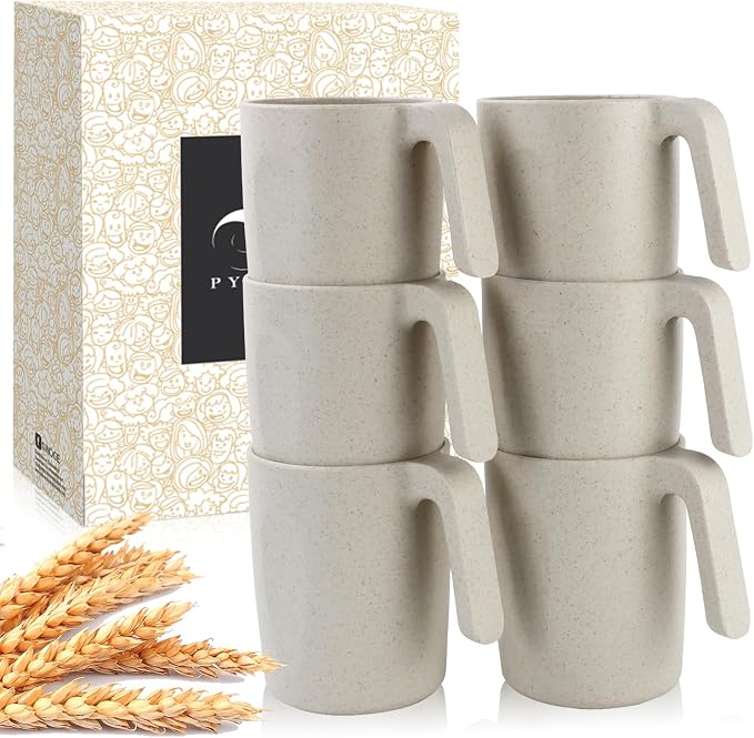 PYRMONT Wheat Straw Cups Set of 6 Alternative Plastic Cups 16 Oz Reusable Cups by PYRMONT