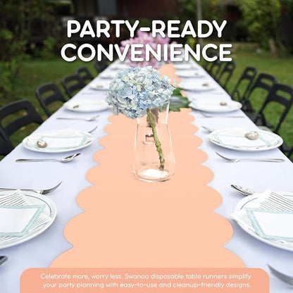 Peach Scallop Table Runner, Disposable Plastic, 5 Pack - Image 3