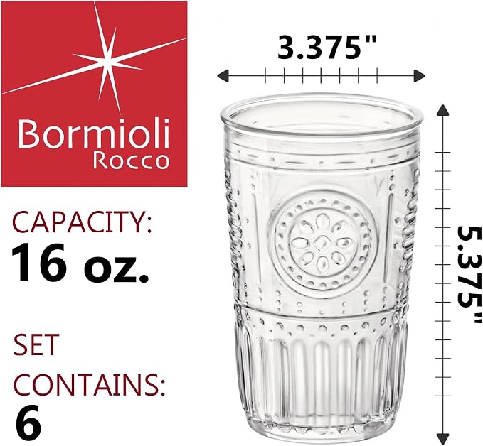 Bormioli Rocco Romantic Set Of 6 Cooler Glasses, 16 Oz. Clear Crystal Glass - Image 2