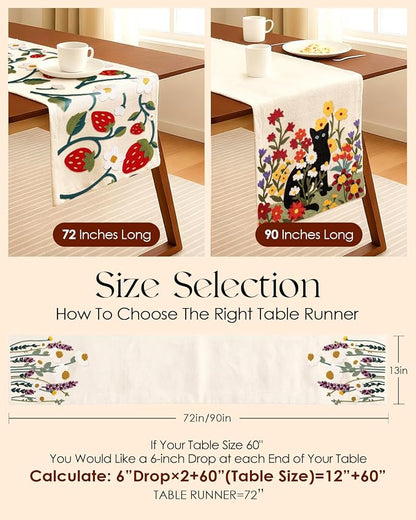 Canvas Embroidered Narrow 13"x 72" Table Runner, Wild Flower | Exquisite - Image 6