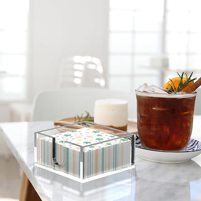 Rubtlamp 2Pcs Acrylic Napkin Holder Bathroom - 0.27Inch Thickness Acrylic Guest Towel Napkin Holder - Hand Towel Tray - Clear Napkin Holders Tissue Dispenser (Clear, 5.5”X5.5”X2.5”)