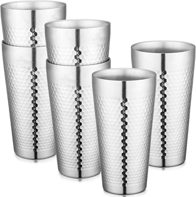 Beasea Stainless Steel Cups 19 oz, 6 Pack Large 18.6oz 550ml Stainless Steel by Beasea