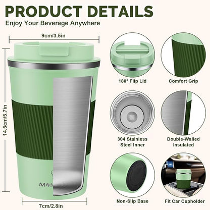 MOMSIV 12oz Travel Coffee Mug, Insulated Coffee Cup - Image 2
