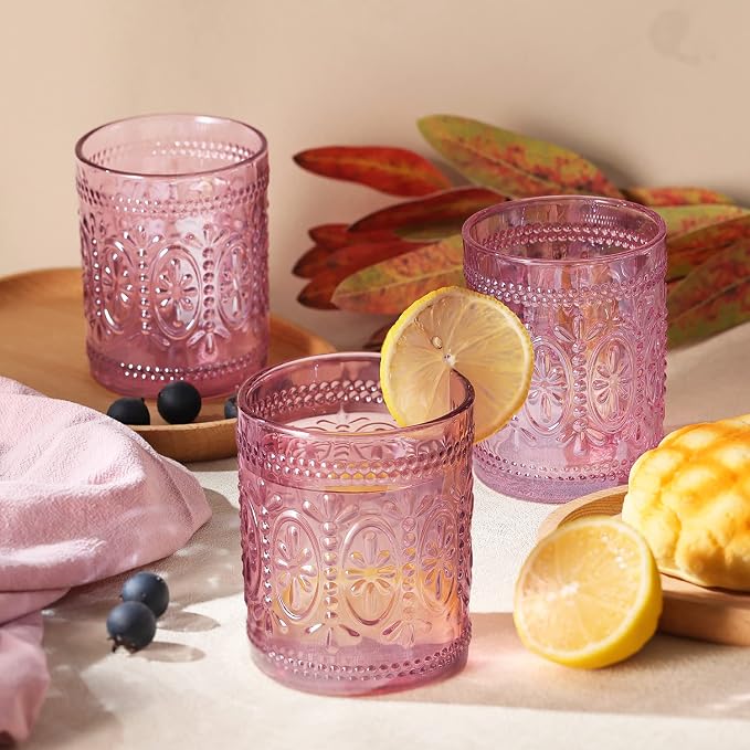 Darlion Vintage Glassware, 10oz Pink Glass Cups | Food Grade Glass, Lead-Free - Image 5