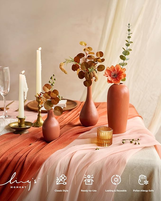 Ling's Moment 10Ft Burnt Orange Sheer Chiffon Table Runner | Terracotta - Image 5