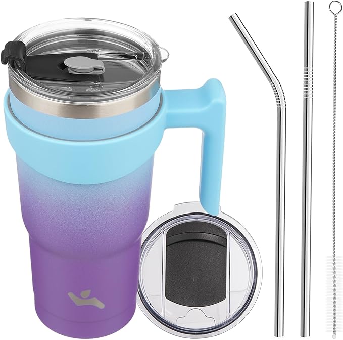 Konokyo 20 oz Tumbler with Handle and Straw, Insulated Travel Mug | Ocean by Konokyo