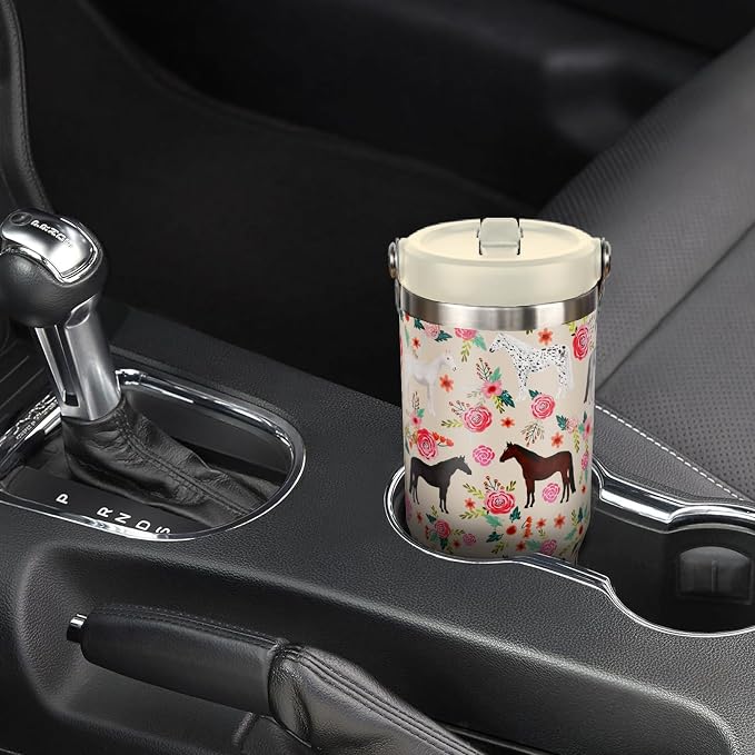 30 oz Horse Tumbler with Handle and Flip Straw, Vacuum Insulated Water Bottle - Image 6