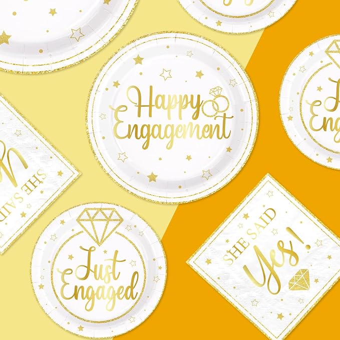 250Pcs Happy Engagement Diamond Ring Party Decoration Serves 50 | White Gold - Image 4