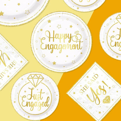 250Pcs Happy Engagement Diamond Ring Party Decoration Serves 50 | White Gold - Image 4
