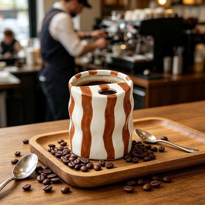 Espresso Cups Ceramic Coffee Mug Series European Striped Dot Coffee Cup And - Image 4