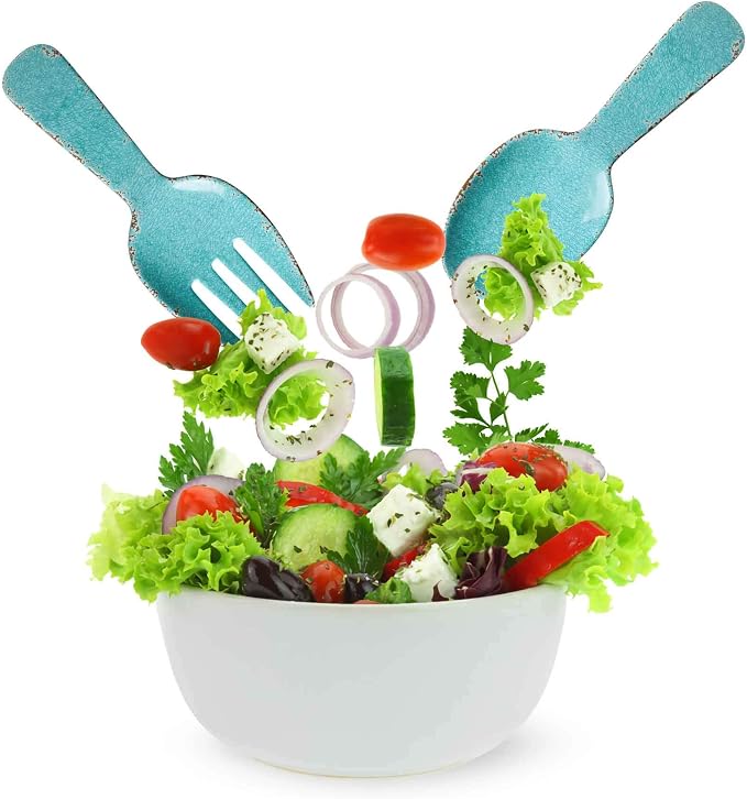 Crackle Melamine Salad Servers, Serving Utensil Set, Includes Serving Fork and - Image 3