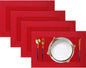 PIGCHCY Placemats Vinyl Washable Table Mats Elegant Non-Slip Placemats for Dinner Table Set of 4 (Red)