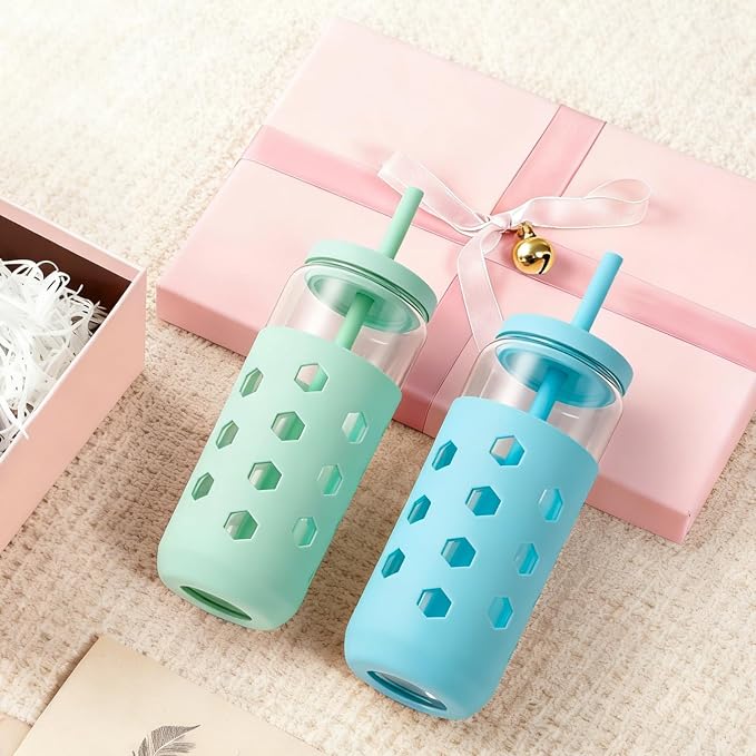 Mrsdry 20 oz Glass Cups with Lids and Straws - Image 3