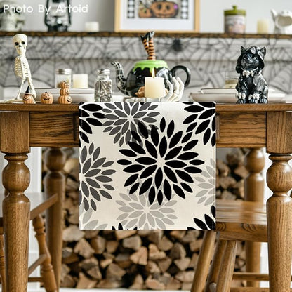 Artoid Mode Black Dahlia Halloween Table Runner 13x90 Inch | Fall Autumn - Image 2