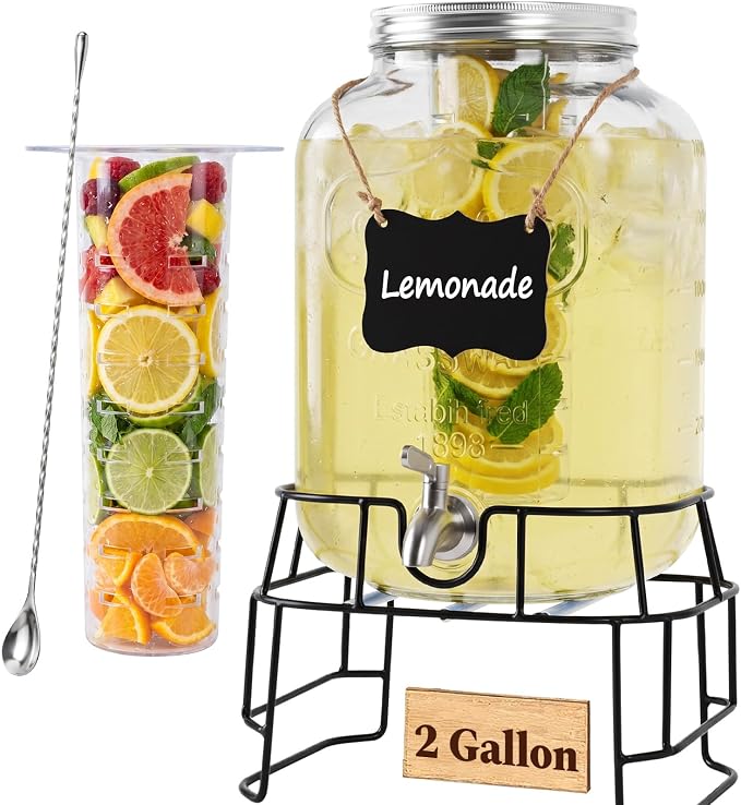 2 Gallon Glass Drink Dispensers by Kikcoin