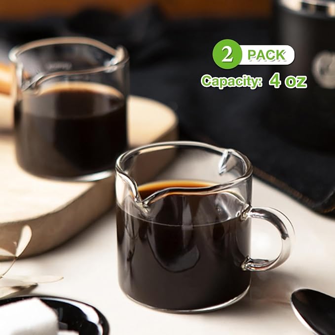 Qipecedm Espresso Cups Set of 2, 4 OZ Double Spouts Cups, Shot Glasses - Image 2