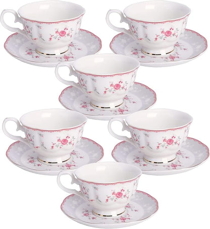 fanquare Pink Rose Tea Cup and Saucer Set - Image 7