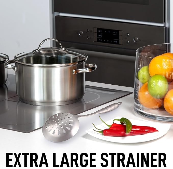 Zulay Kitchen Stainless Steel Slotted Spoon | 14.5” Large Skimmer Frying Spoon - Image 8
