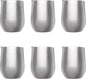 DISCOUNT PROMOS Stemless Wine Glass Tumblers with Lids by Largo 11 oz. Set of 6, Bulk Pack - Perfect for Wine, Cocktails, Other Hot & Cold Beverages - Silver