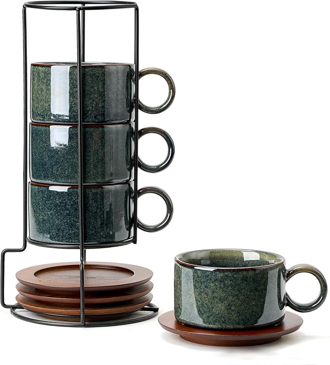 LUKA 6 Ounce Porcelain Stackable Espresso Cups by LUKA