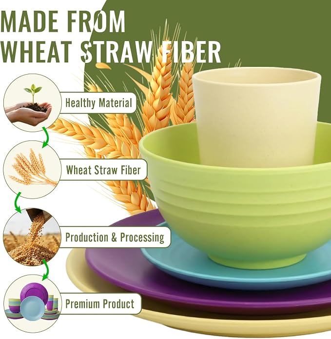 Kitchen Wheat Straw Dinnerware Set | Service - Image 9