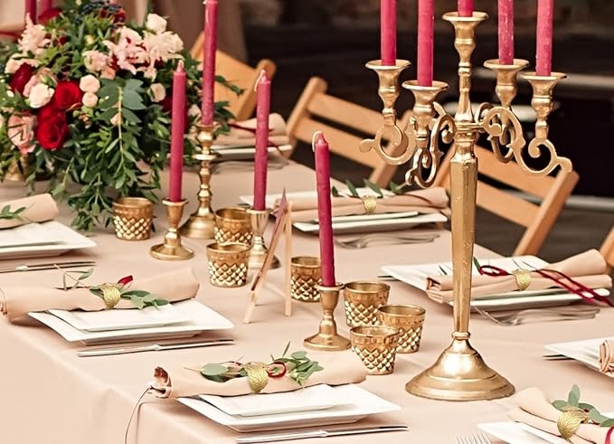 14K Gold Napkin Rings Set of 12, Metal Leaf Gold Napkins Rings Holder Buckles - Image 5