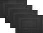 Durable Placemats Set of 4 Vinyl Heat-Resistant Table Mats Washable Plastic Placemats for Dining Table (Black)