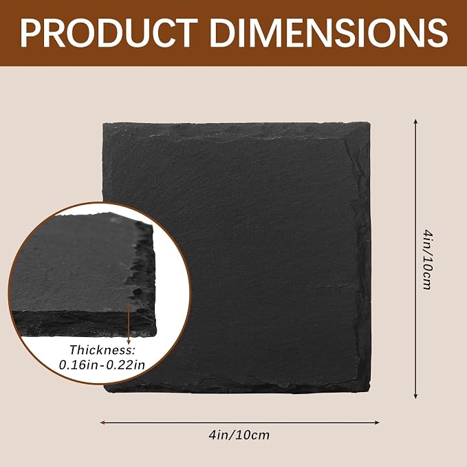 48 PCS Slate Coasters Black Square 4 Inch Bulk Rock, Blank Laser Engraving - Image 2