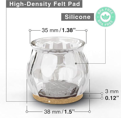16 PCS Chair Leg Floor Protectors with Felt Pads X-Protector - 1.4" - 1.8" - Furniture Pads for Hardwood Floors - Clear Chair Pads - Floor Protectors for Chairs - Beige Chair Leg Covers!