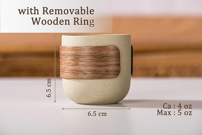 Ceramic Espresso Cups Set of 4, Natural Beige | Handleless Mug, - Image 2