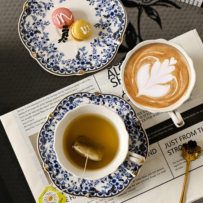 Set of 2 Porcelain Tea Cups and Saucers - Image 6