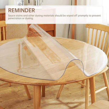 Warmstar Round Clear Table Protector - 29Inch, 2mm Thick PVC Tablecloth for Dining & Coffee Tables