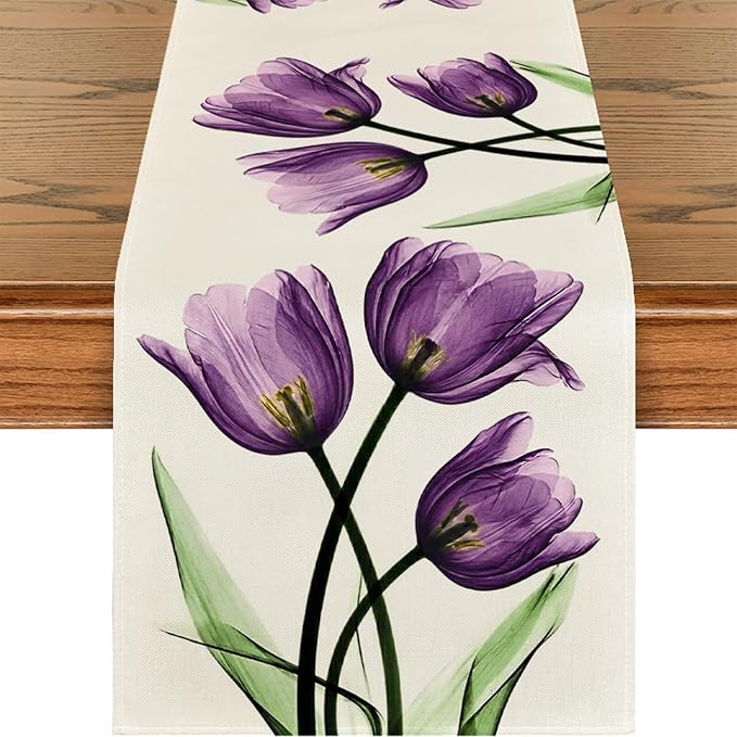 Floral Table Runner Mode Flowers Spring Summer Table Runner Seasonal Table by Juynyyn