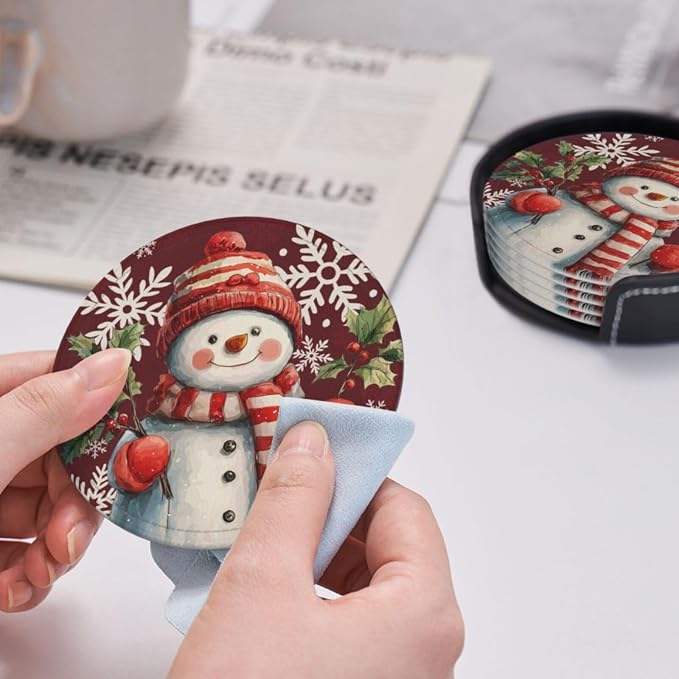 Christmas Snowman Snowflakes Coasters - Image 5