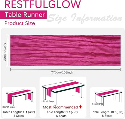 10 Pack Hot Pink Cheesecloth Table Runner 17 x 108 Inch | Boho Gauze Fabric - Image 4